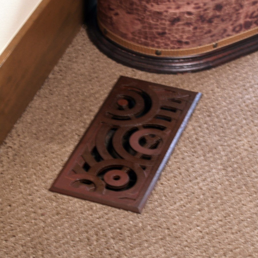 Oblio Cast Iron Floor Register Grate 251 x 99mm (10 x 4 Inch)