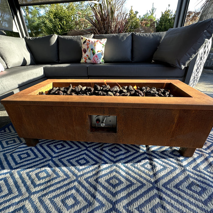 Corten Steel Vulcan Rectangle Gas Fire Pit – Lateral Design Studio