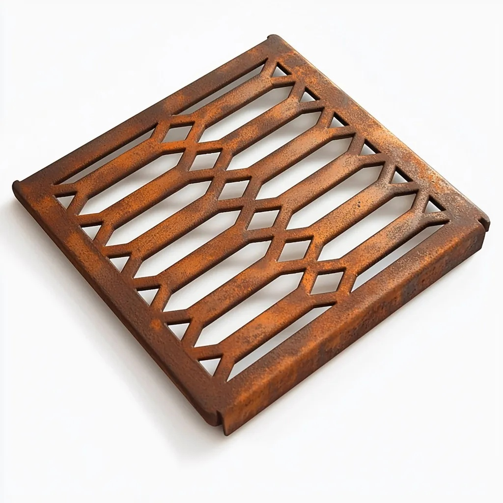 Replacement / Retrofit Square Gully Hexagon Corten Steel Grating (148 x 148mm)