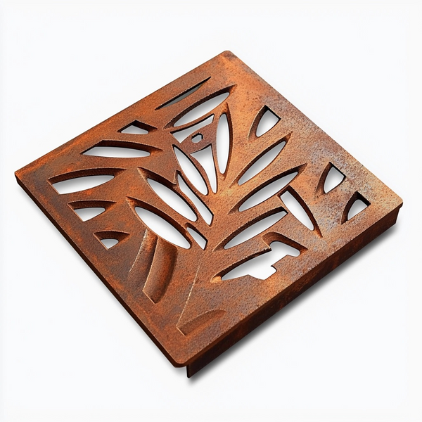 Lateral Design Studio Replacement / Retrofit Square Gully Fern Corten Steel Drain Grate (148 ...