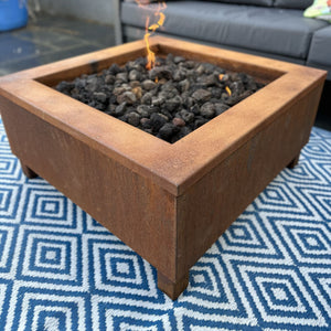 Corten Steel Helios Square Gas Fire Pit