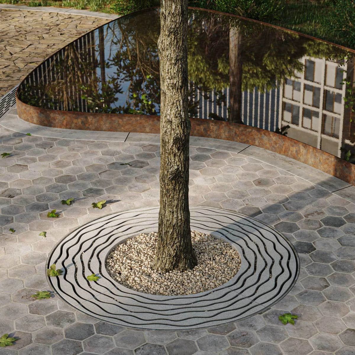 Flusso Jonite Stone Round Tree Grate 1440mm Diameter (57 Inch)