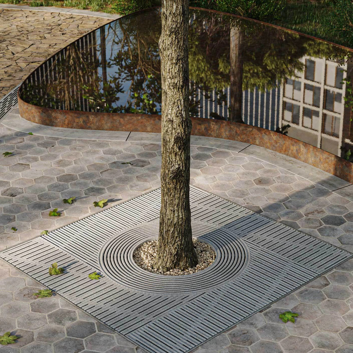Zen Jonite Stone Square Tree Grate 1500mm (59 Inch)