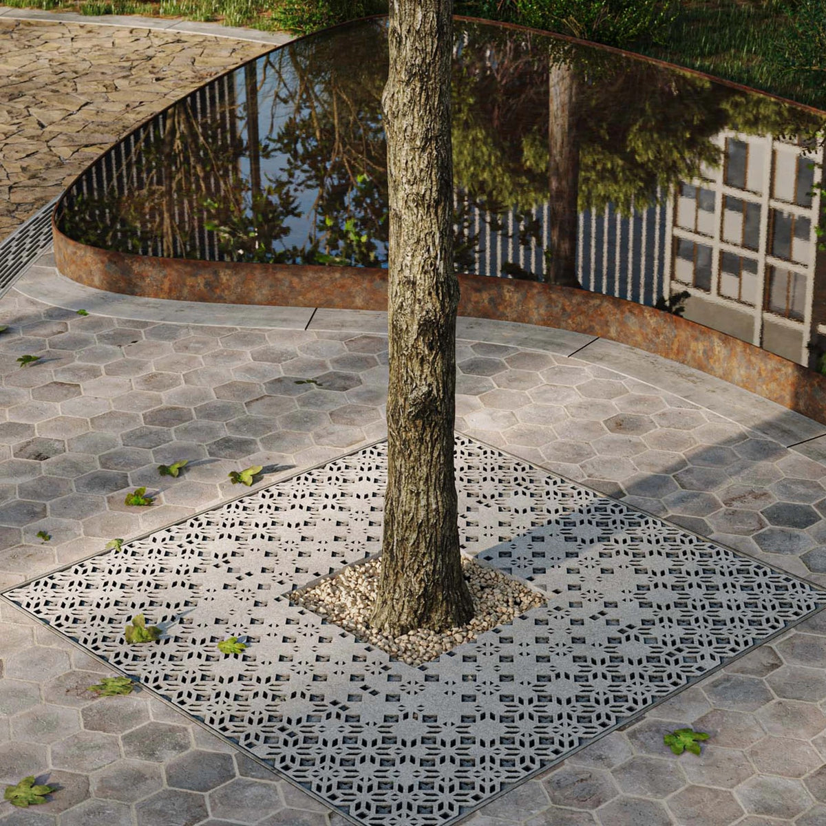 Tessera Jonite Stone Square Tree Grate 1500mm (59 Inch)