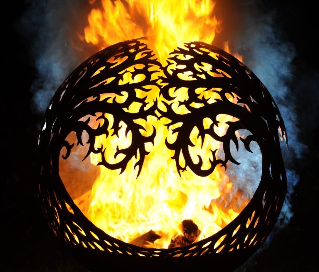 Tree of Life Corten Steel Fire Pit Sphere