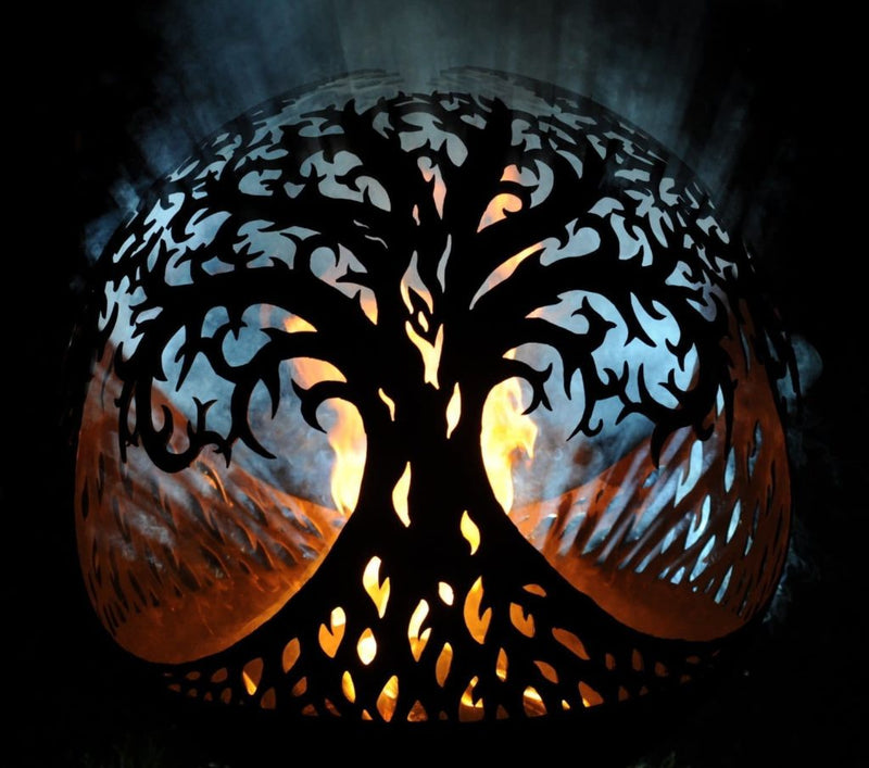 Tree of Life Mild Steel Fire Pit Sphere