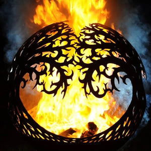 Tree of Life Mild Steel Fire Pit Sphere