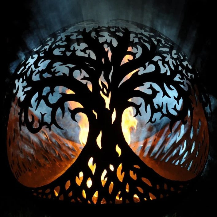 Lateral Design Studio Tree of Life Mild Steel Fire Pit Sphere – Lateral Design Studio