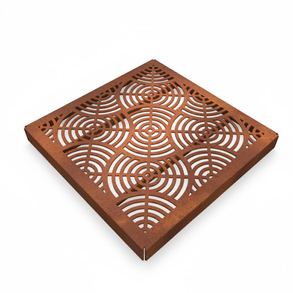 Waves Corten Steel Square Gully Cover (300 x 300mm)