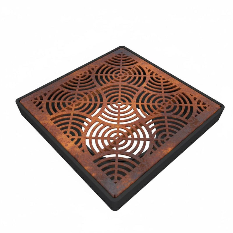 Waves Corten Steel Square Gully Cover (300 x 300mm)