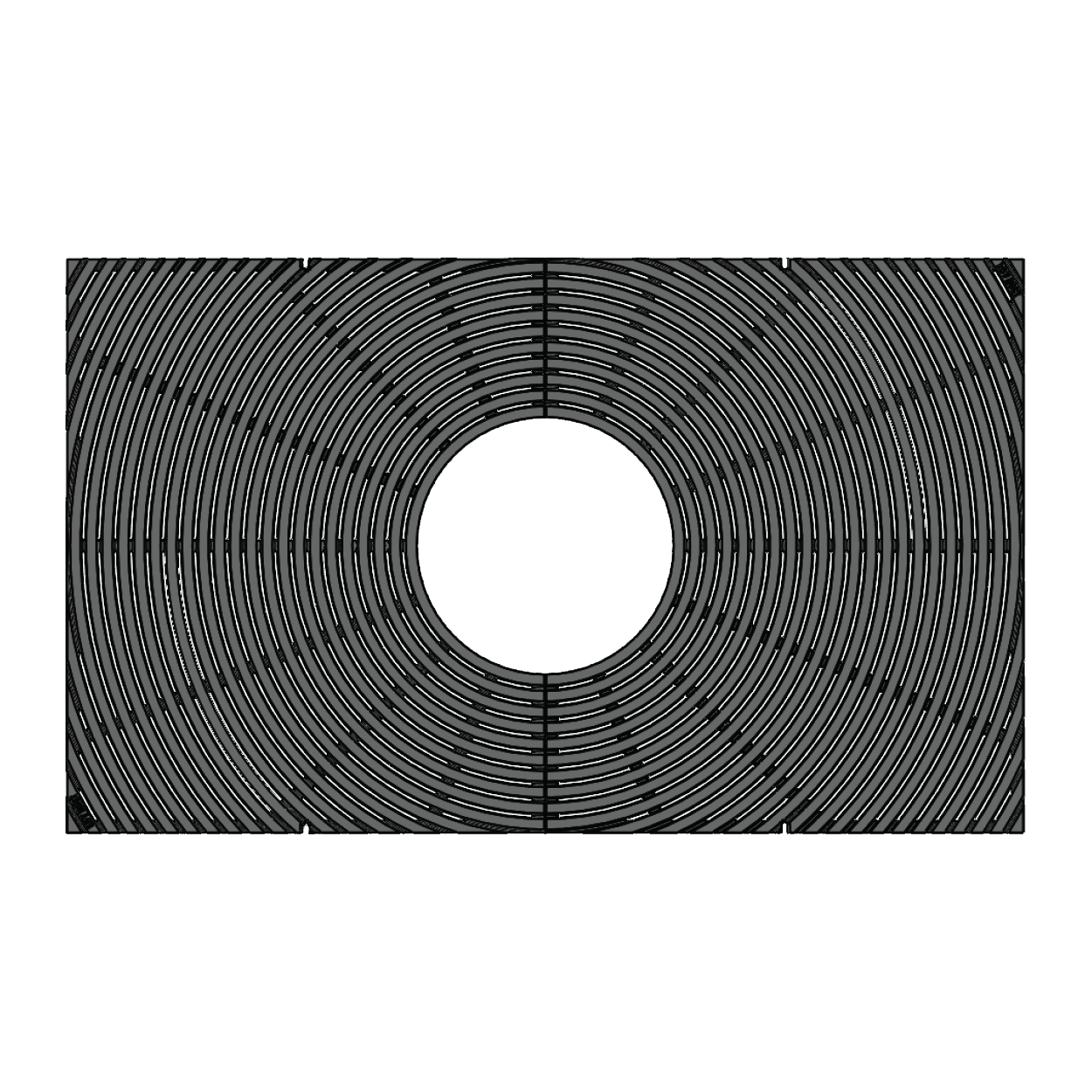 Bullseye Cast Ductile Iron Tree Grate 1521 x 911mm Heel Proof (60 x 36 Inch)
