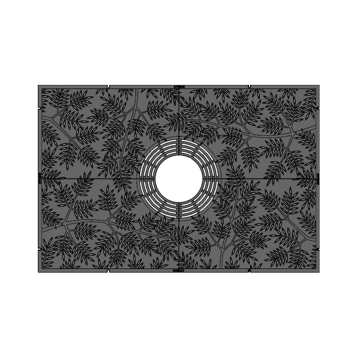 Locust Cast Iron Tree Grate 1826 x 1216mm (72 x 48 Inch)