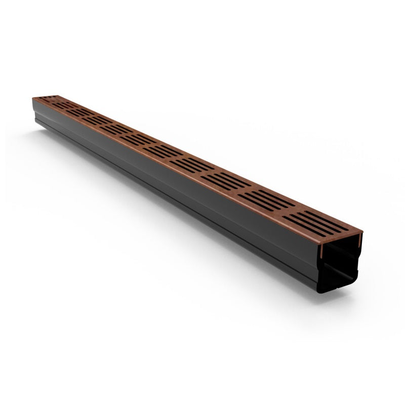 1m Threshold Slim Drain with Corten Steel Grating (65 x 60mm Shallow)