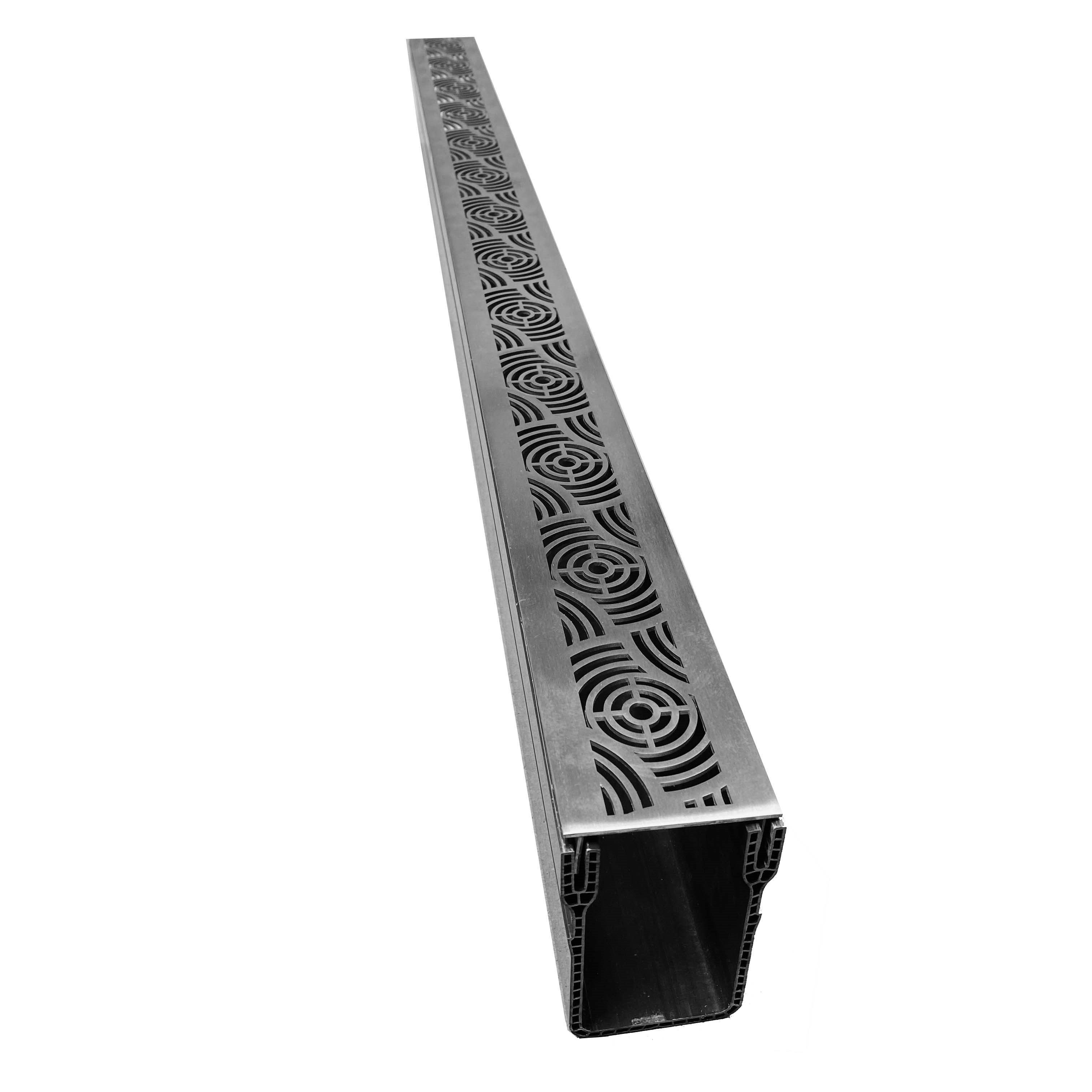 1m Threshold Slim Drain with Waves 316 Stainless Steel Grating (65 x 100mm Deep)