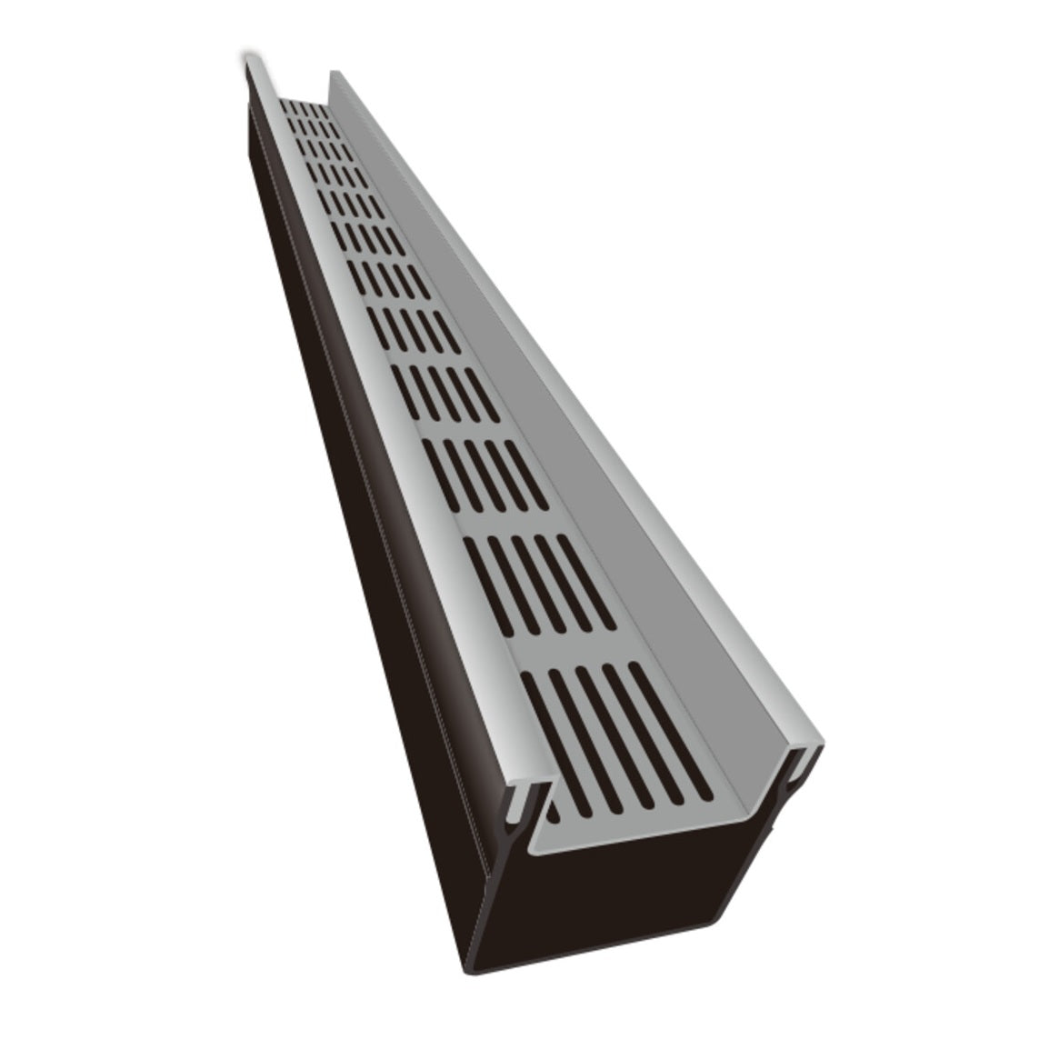 1m Threshold Stone+ French Drain with Silver Aluminium Recessed Grating (105 x 100mm Deep)