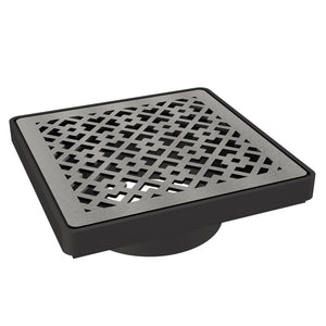 Oblique 304 Stainless Steel Grating with Black Plastic Gully Ø110mm Spigot (148 x 148mm)