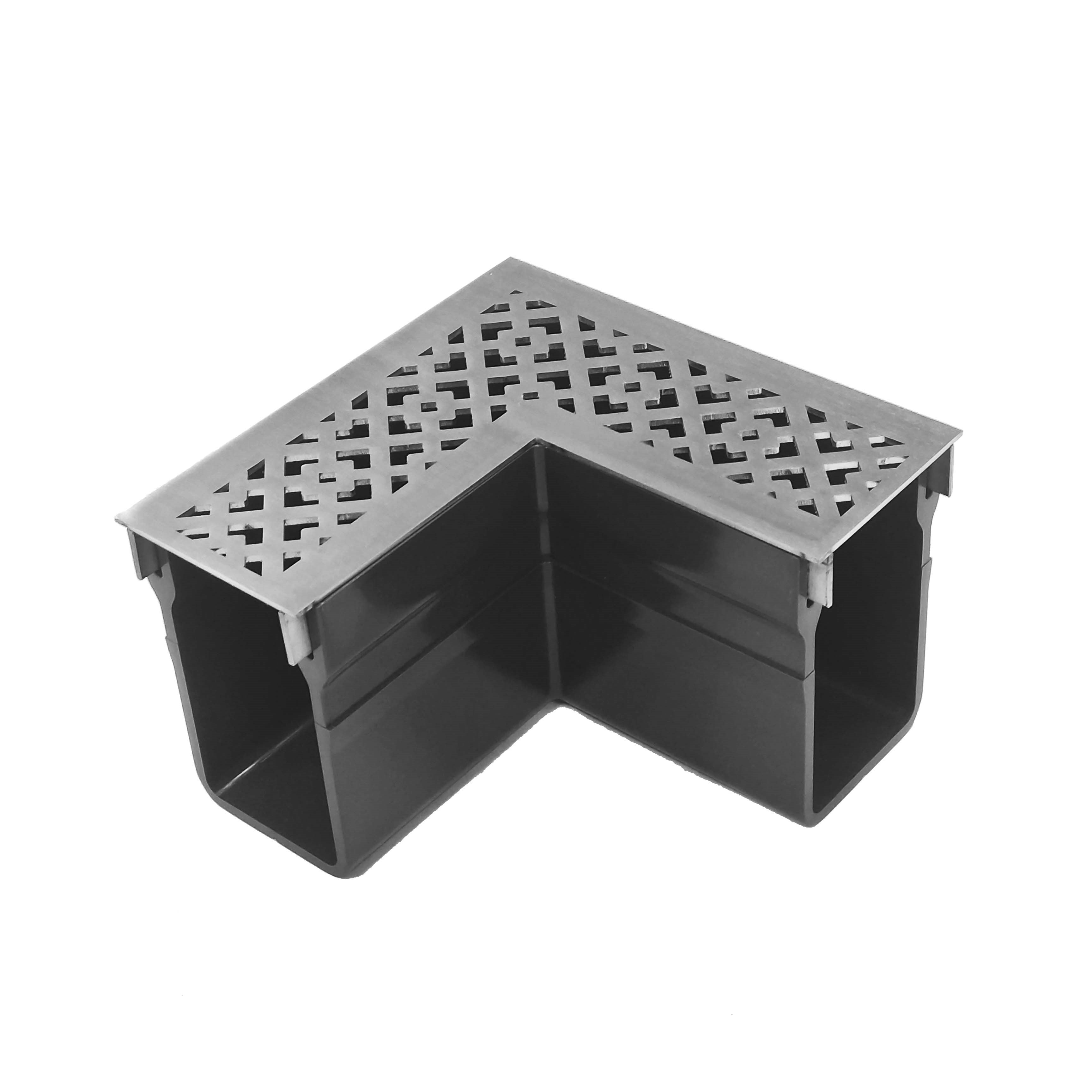 Lateral Design Studio Threshold Slim Drain Corner Unit with Oblique 316 Stainless Steel Grat ...